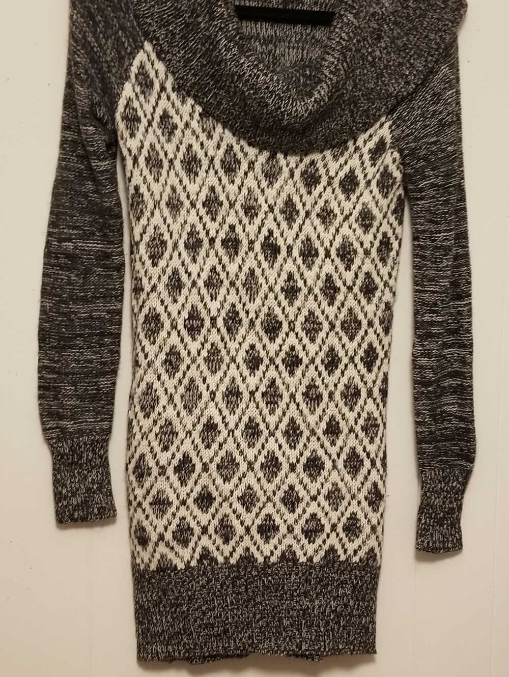 True Vintage Y2K Candie's Black & White Diamond Cowl Neck Sweater Dress